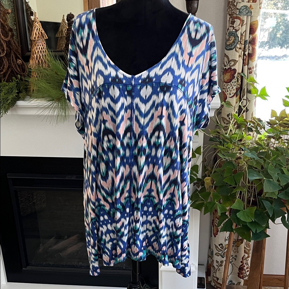 Cynthia Rowley Blue and Pink Ikat Tunic